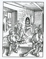 De la erudición de los padres negligentes hacia sus hijos, ilustración de la traducción al inglés de Alexander Barclay de 